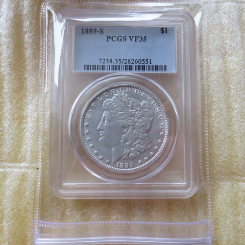 US Coin PCGS 1895S VF35 $1 Morgan Dollar Silver Coins Currency Senior Transparent Box