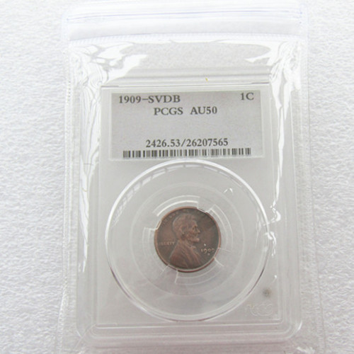 US Coin 1909svdb AU50 1C Lincoln Penny Cent Copper Currency Senior Transparent Box