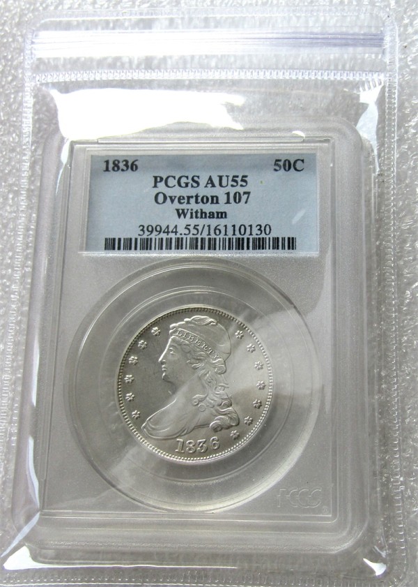 US Coin 1836 AU55 Capped Half Dollar Silver Coins Currency Senior Transparent Box