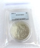 US Coin 1884S MS61  $1 Morgan Dollar Silver Coins Currency Senior Transparent Box