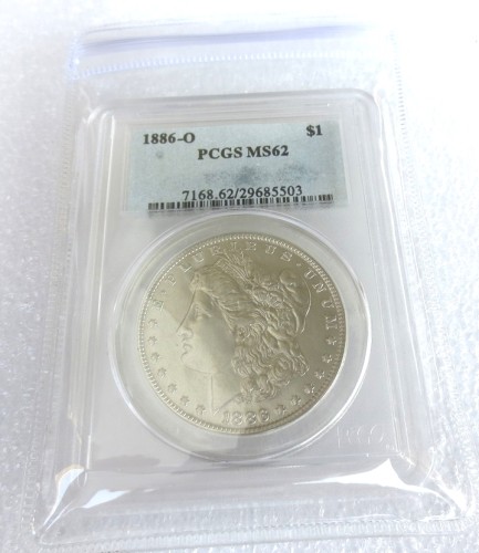 US Coin 1886O MS62  $1 Morgan Dollar Silver Coins Currency Senior Transparent Box