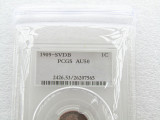 US Coin 1909svdb AU50 1C Lincoln Penny Cent Copper Currency Senior Transparent Box