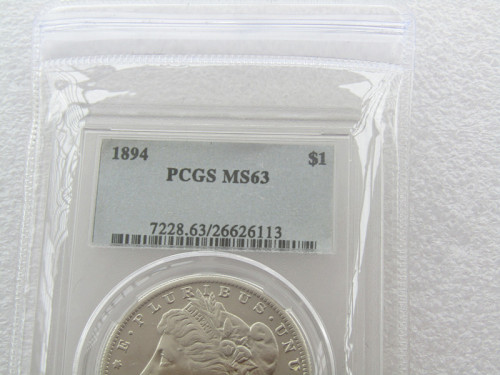 US Coin 1894 MS63  $1 Morgan Dollar Silver Coins Currency Senior Transparent Box