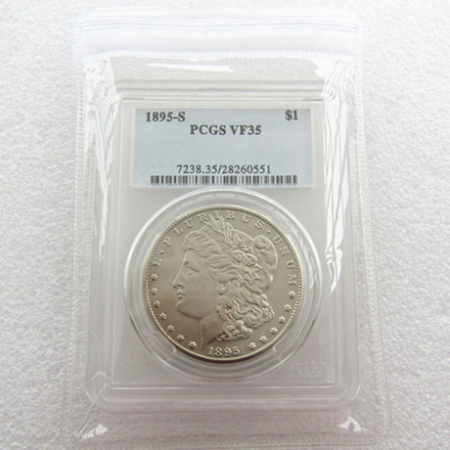 US Coin PCGS 1895S VF35  $1 Morgan Dollar Silver Coins Currency Senior Transparent Box