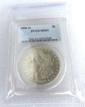 US Coin PCGS 1896O MS61  $1 Morgan Dollar Silver Coins Currency Senior Transparent Box