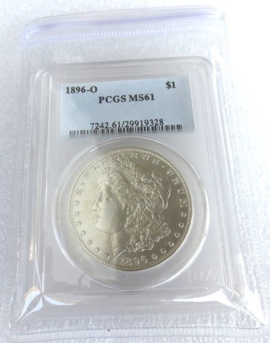 US Coin PCGS 1896O MS61  $1 Morgan Dollar Silver Coins Currency Senior Transparent Box