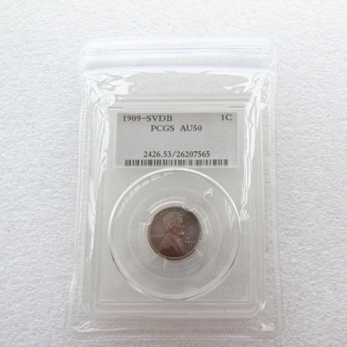 US Coin 1909svdb AU50 1C Lincoln Penny Cent Copper Currency Senior Transparent Box