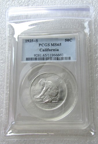 US Coin 1925-S MS65 California Jubilee Half Dollar Silver Coins Currency Senior Transparent Box