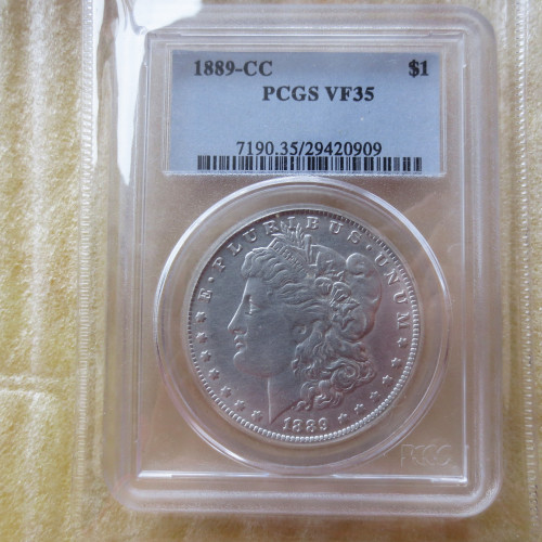 US Coin PCGS 1889CC VF35  $1 Morgan Dollar Silver Coins Currency Senior Transparent Box
