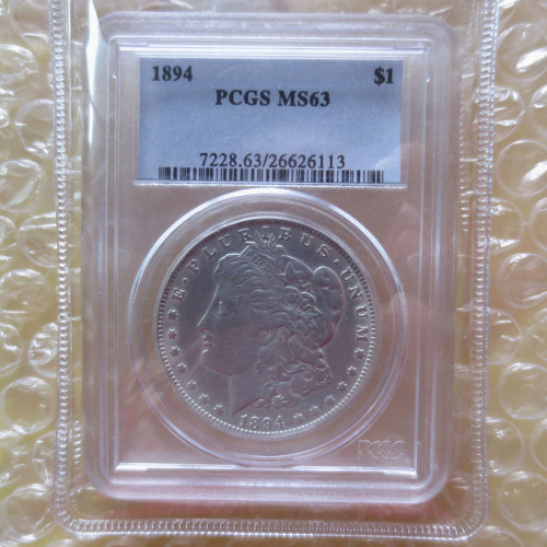 US Coin PCGS 1894 MS63 $1 Morgan Dollar Silver Coins Currency Senior Transparent Box