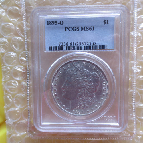 US Coin PCGS 1895O MS61 $1 Morgan Dollar Silver Coins Currency Senior Transparent Box