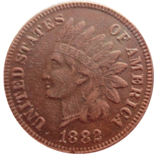 US 1882 Indian Cent 100% Copper Copy Coin