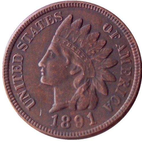 US 1891 Indian Cent 100% Copper Copy Coin