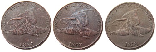 US A Set Of(1856 1857 1858) 3pcs Flying Eagle Cent Copy Decorate Coin