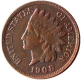 US 1908s Indian Cent 100% Copper Copy Coin