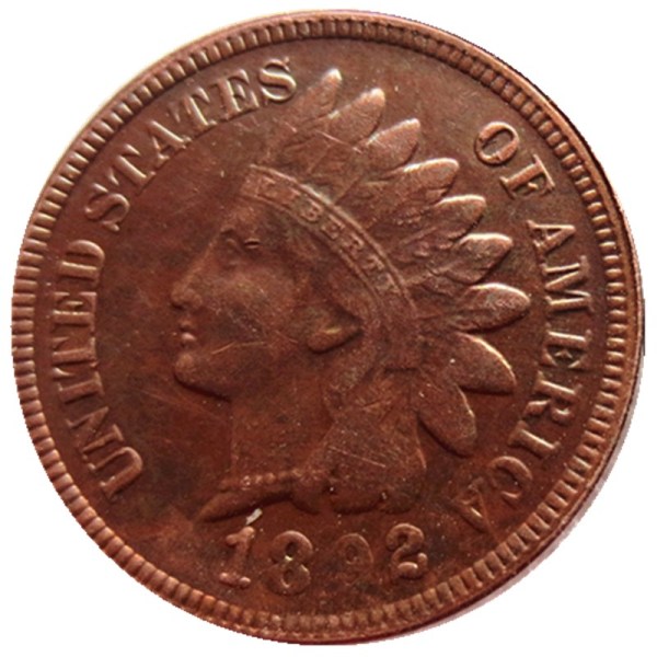 US 1892 Indian Cent 100% Copper Copy Coin