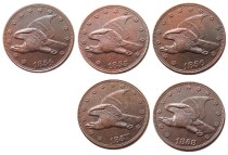 US A Set Of(1854-1858)5pcs New Flying Eagle Cent 100% Copper Copy Coin