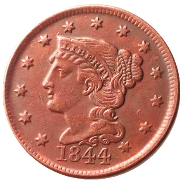 US Coins 1844 Braided Hair Large Cents 100% Copper Coins