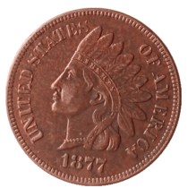 US 1877 Indian Cent 100% Copper Copy Coin