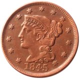 US Coins 1845 Braided Hair Large Cents 100% Copper Coins