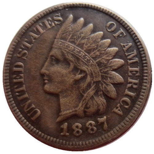 US 1887 Indian Cent 100% Copper Copy Coin