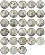 US A Set Of(1879-1904)-O 26pcs Morgan Dollar Silver Plated Copy Coin