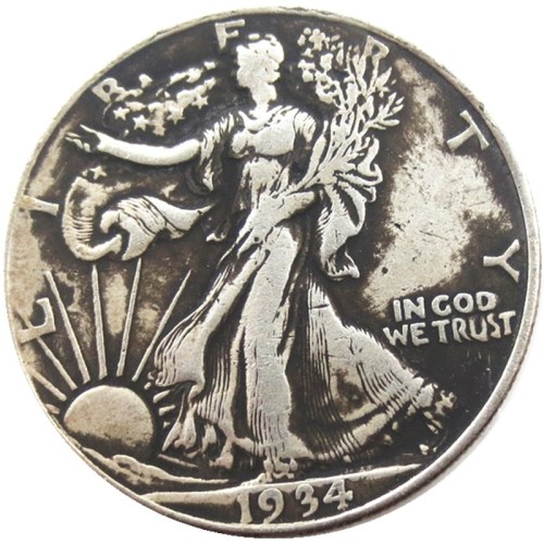 US 1934 Walking Liberty Half Dollar Silver Plated Copy Coins