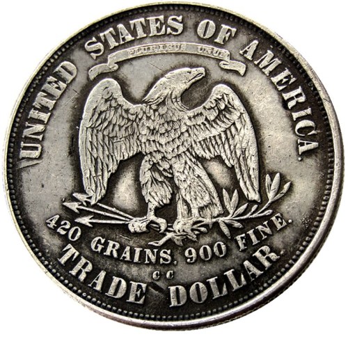 US 1876CC Trade Dollar Silver Plated Copy Coin