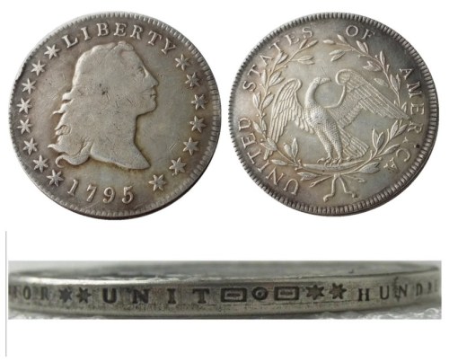 US 1795 Flowing Hair Dollar Silver Plated Copy Coins