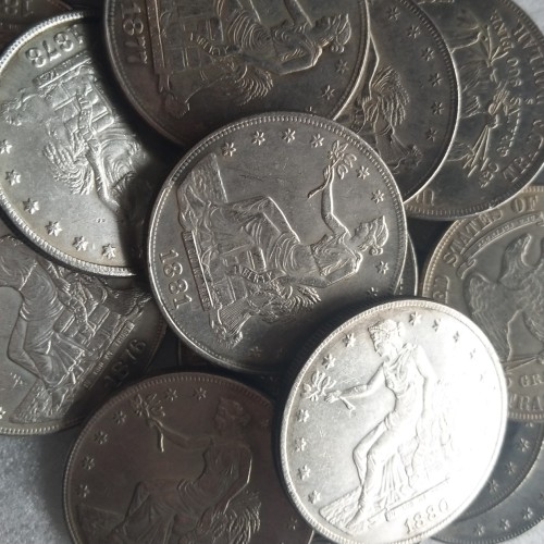 US A Set Of(1873-1877)-P-S-CC-S/CC 27pcs Trade Dollar Silver Plated Copy Coin