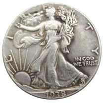 US 1938 Walking Liberty Half Dollar Silver Plated Copy Coins
