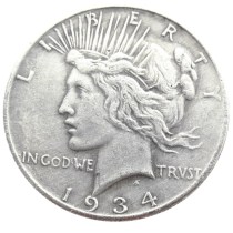 US 1934S Peace Dollar Silver Plated Copy Coin
