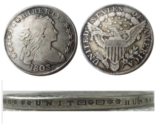 US 1803 Draped Bust Dollar Heraldic Eagle Silver Plated Copy Coins