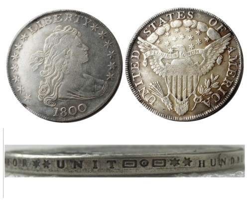 US 1800 Draped Bust Dollar Heraldic Eagle Silver Plated Copy Coins