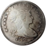 US 1798 Draped Bust Dollar Small Eagle Silver Plated Copy Coins