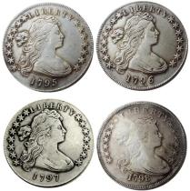 US A Set Of(1795 -1798) 4pcs Draped Bust Dollar Small Eagle Silver Plated Copy Coins