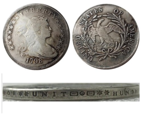 US 1798 Draped Bust Dollar Small Eagle Silver Plated Copy Coins