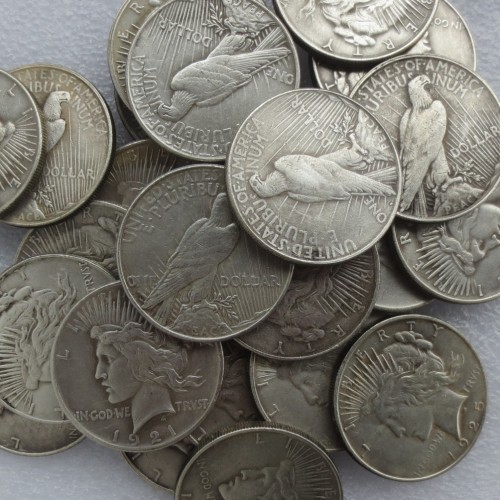US A Set Of(1921-1964)P-S-D 25PCS Peace Dollar Silver Plated Copy Coin