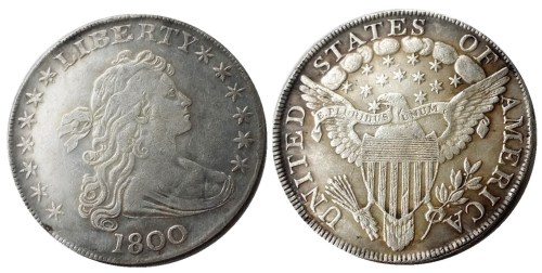 US 1800 Draped Bust Dollar Heraldic Eagle Silver Plated Copy Coins