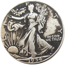 US 1934D Walking Liberty Half Dollar Silver Plated Copy Coins