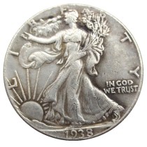US 1938D Walking Liberty Half Dollar Silver Plated Copy Coins