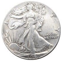 US 1947 Walking Liberty Half Dollar Silver Plated Copy Coins