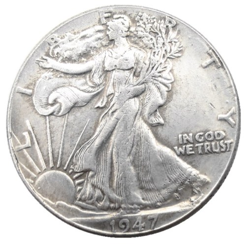 US 1947D Walking Liberty Half Dollar Silver Plated Copy Coins