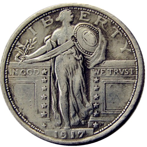 US 1917 Standing Liberty Quarter Dollar Silver Plated Copy Coin