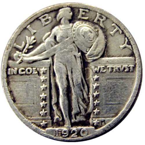 US 1920 Standing Liberty Quarter Dollar Silver Plated Copy Coin