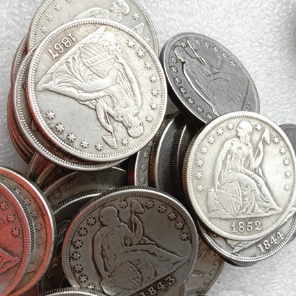 US Whole Set Of(1840-1873) -P-S-O-CC 46PCS Seated Liberty Dollar Silver Plated Copy Coins