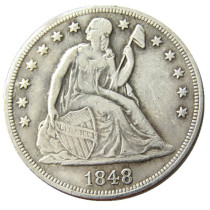 US 1848 Seated Liberty Dollar Silver Plated Copy Coin