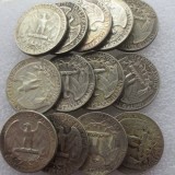 US Coins A Set Of(1932-1964)PSD 14PCS Washington Quarter Dollar Silver Plated Copy Coin