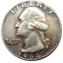 US Coins 1964 Washington Quarter Dollar Silver Plated Copy Coin US Coins 1964 Washington Quarter Dollar Silver Plated Copy Coin
