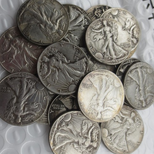 US Full Set (1916-1947)PSD 65PCS Walking Liberty Half Dollar Silver Plated Copy Coins